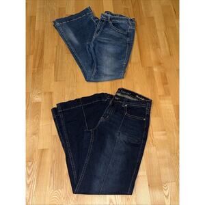 2 Women’s Cowgirl Tuff Co Jeans Size 31 X 33 Current Styles Flare & Wide Leg EUC